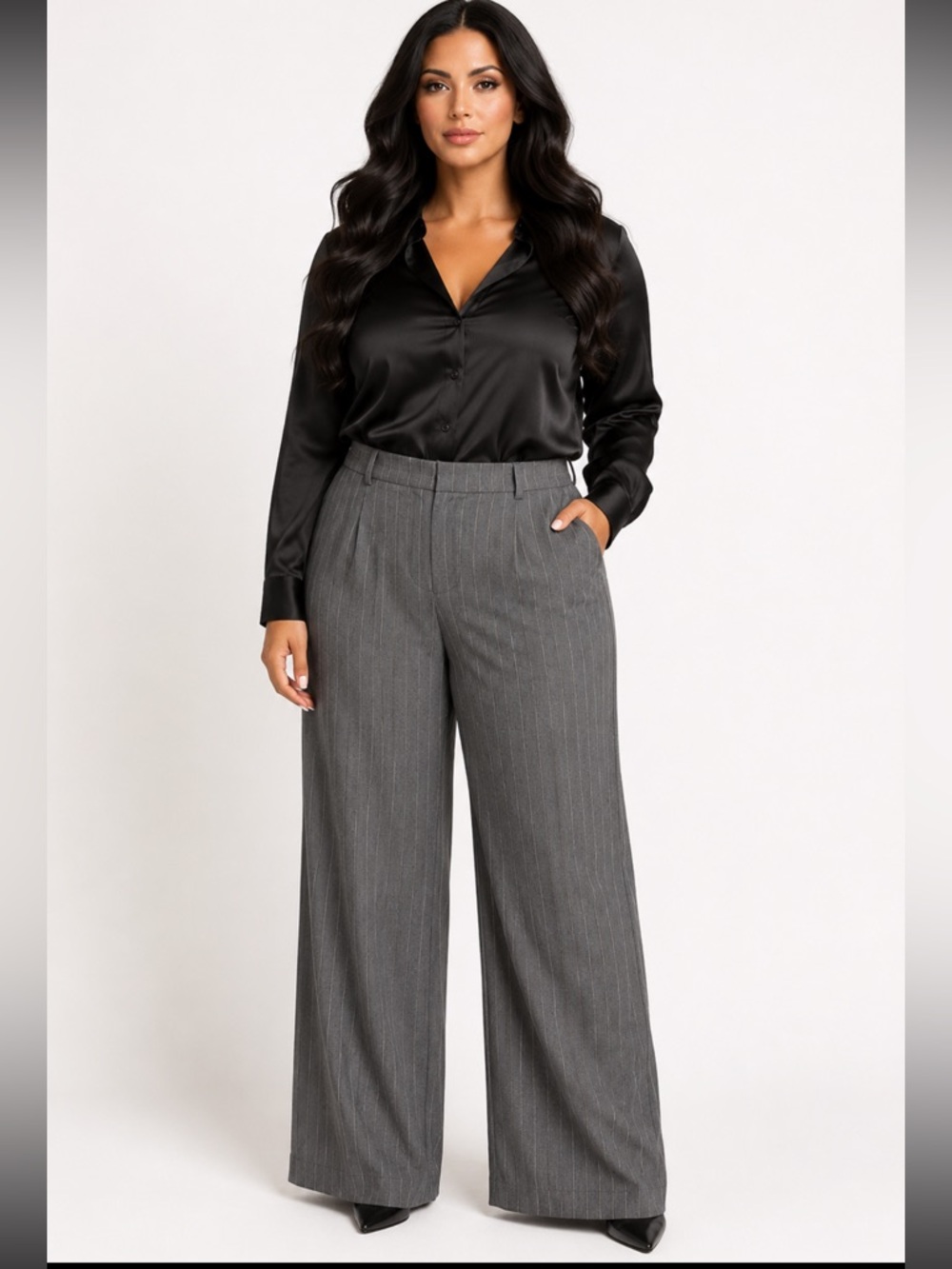 Nwt Lane Bryant Wide leg pin Striped office wear slack pants dress career
